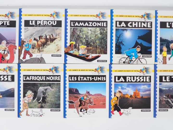 10 livres  DIFFERENTS DES "CARNETS DE ROUTE DE TINTIN" en dur TBE 