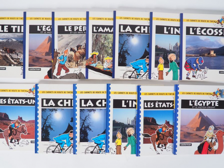 13 livres "CARNET DE ROUTE DE TINTIN" dont 8 livres  DIFFERENTS Broché