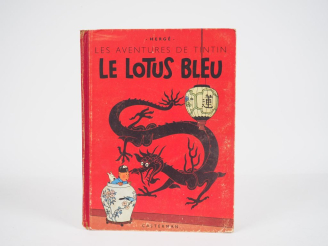 Vente aux enchères Le LOTUS BLEU - 1946 - DR-4e plat B1- EO couleur - Titre en bleu page 