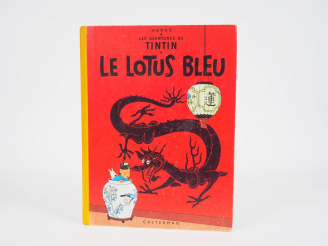 Vente aux enchères Le LOTUS BLEU - 1964 - DJ-4e plat B35-Page garde bleu clair - Album en