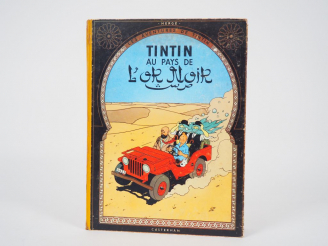 Vente aux enchères Tintin aux Pays de l'Or Noir - 1961 - DJ B30 - Contour frotté, tranche