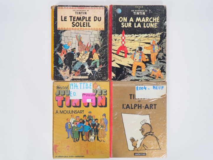 4 Albums : "Le temple du soleil" -1955 - DJ B12 pages bleues - Couvert
