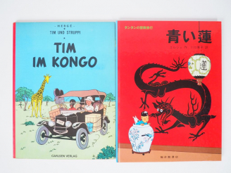 Vente aux enchères Tintin au Congo en Allemand 1979 Broché NEUF +  Tintin et le lotus Ble