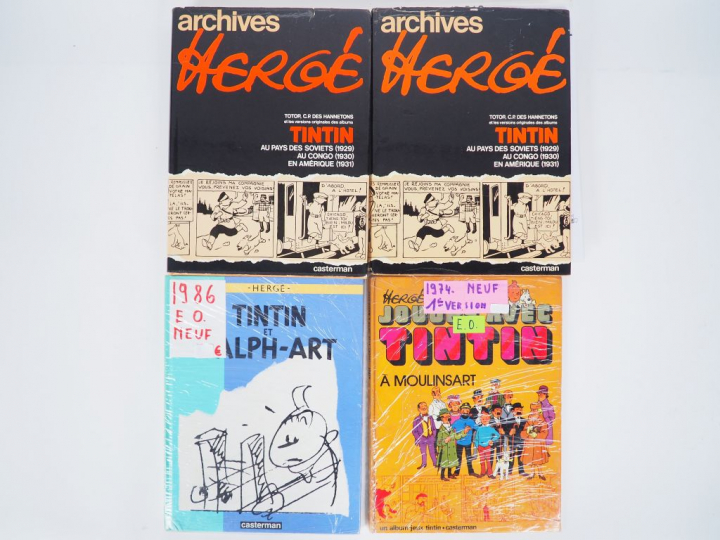 2  TINTIN ARCHIVES HERGE 1973 T1 TBE +  2 Albums Tintin et L'Alphart e