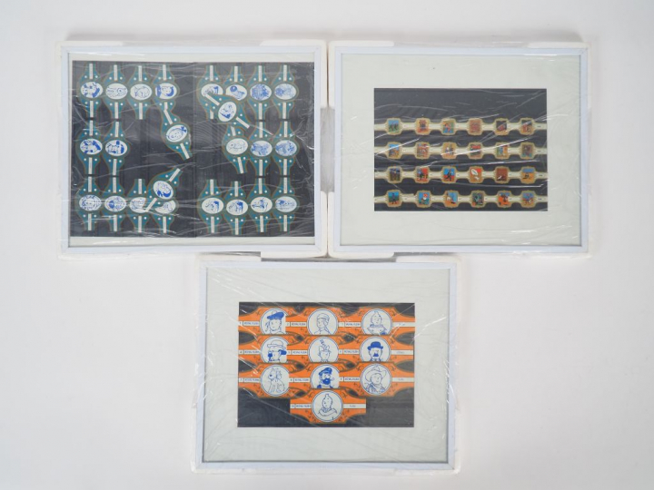 Lot de 3 cadres avec Bague cigares TINTIN (10 royal Flush, 24 Gezelle,