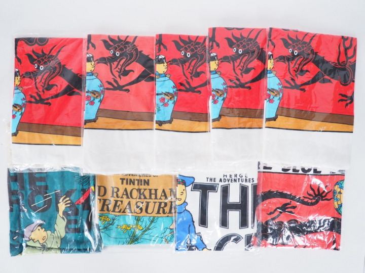 9 Tee Shirts Taille L dont 6 Lotus Bleu + 3 differents TINTIN TBE