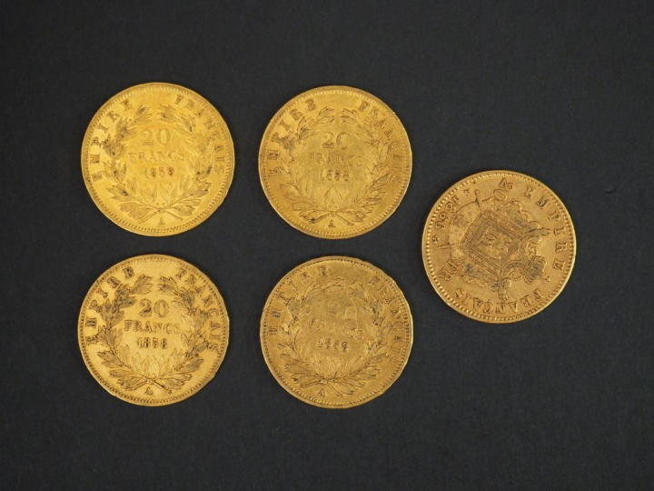 10 pièces de 20 Francs or Frais de vente : 5 % TTC