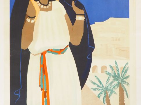 SCHUSTER. Affiche entoilée "Visiter l'Algérie" (bon état)