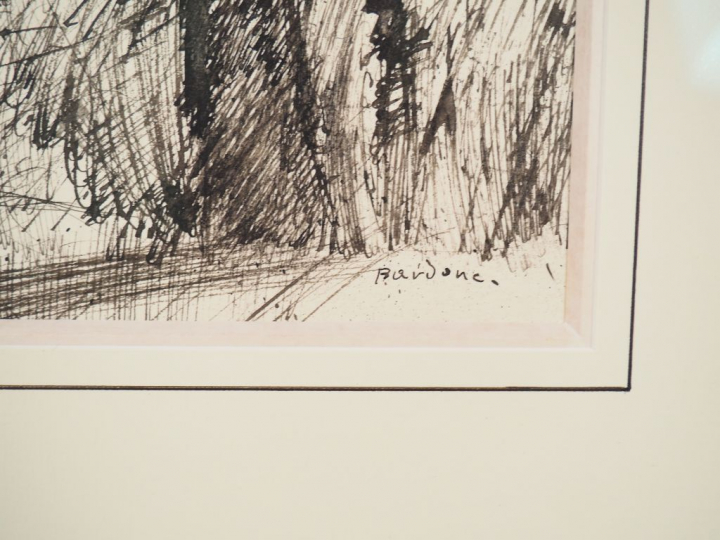 BARDONE "Paysages" Deux encres sur papier signées en bas à droite Dim.