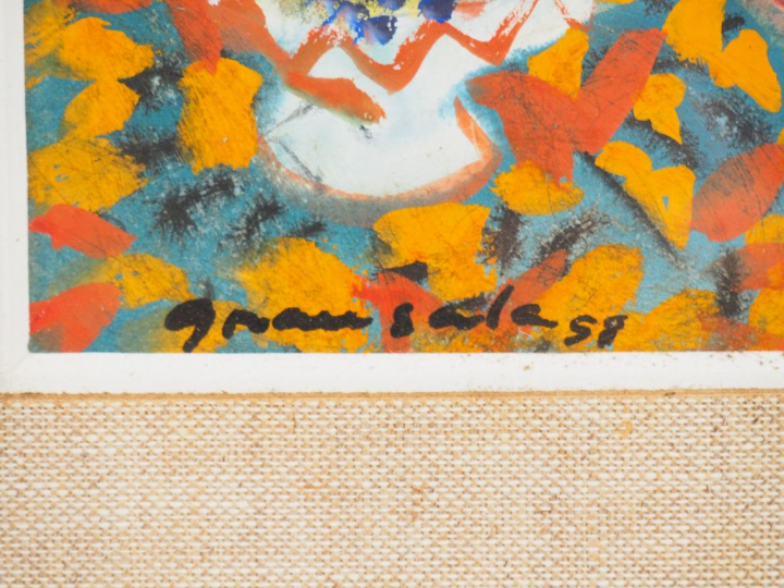 GRAU SALA "le concert familial". Gouache signée en bas à gauche et dat