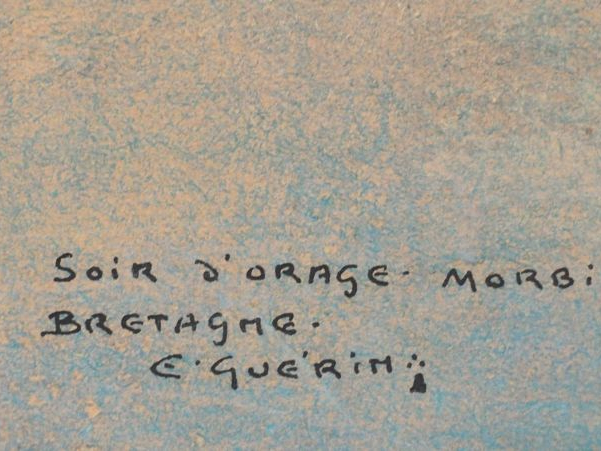 E. GUERIN "Soir d'orage, Morbihan, Bretagne" Aquarelle, signée en bas 