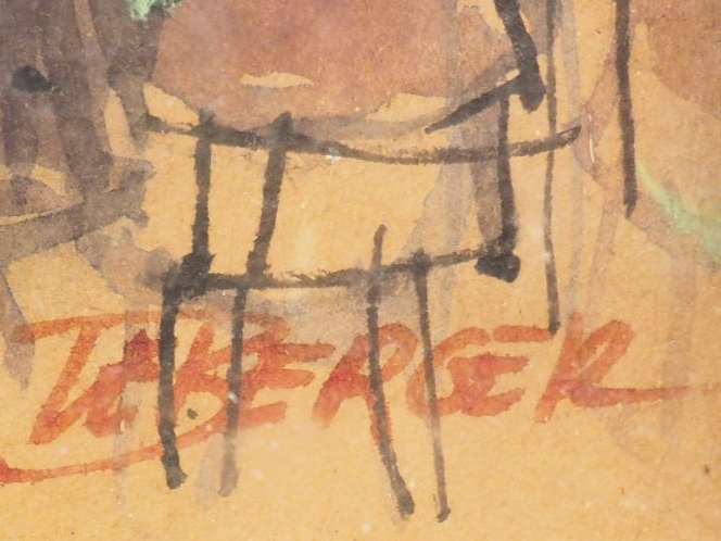 LEBERGER "Vue de Venise". Aquarelle, signée en bas à droite