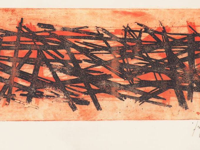 SIGNOVERT "Composition"  Aquatinte, signée en bas à droite