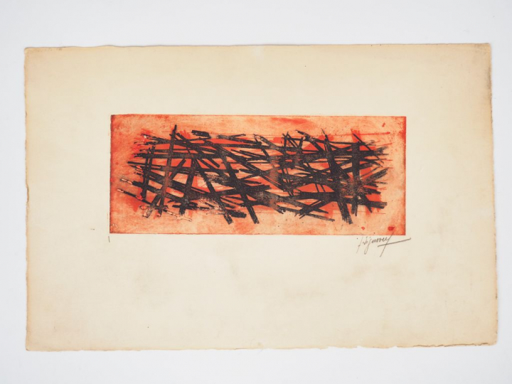 SIGNOVERT "Composition"  Aquatinte, signée en bas à droite