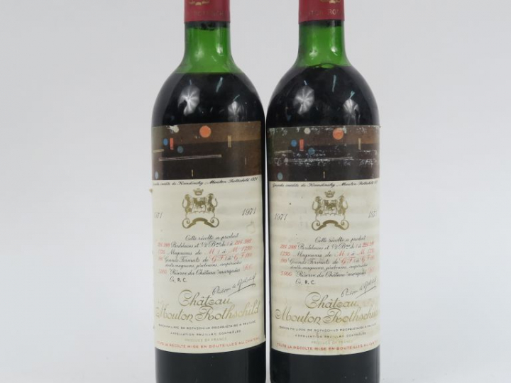 2 BOUTEILLES CHÂTEAU MOUTON ROTHSCHILD 1er GCC PAUILLAC - 1971 - 1 LB-