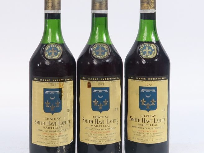 3 BOUTEILLES CHÂTEAU SMITH HAUT LAFITTE CC GRAVES - 1972 - 2 à 4 CM/1 