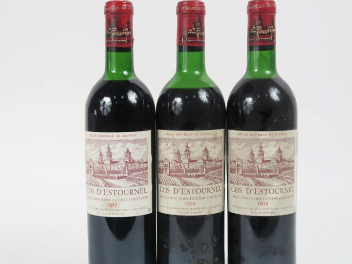 3 BOUTEILLES CHÂTEAU COS D'ESTOURNEL GCC ST ESTEPHE - 1972 - 2 HEP/1 M