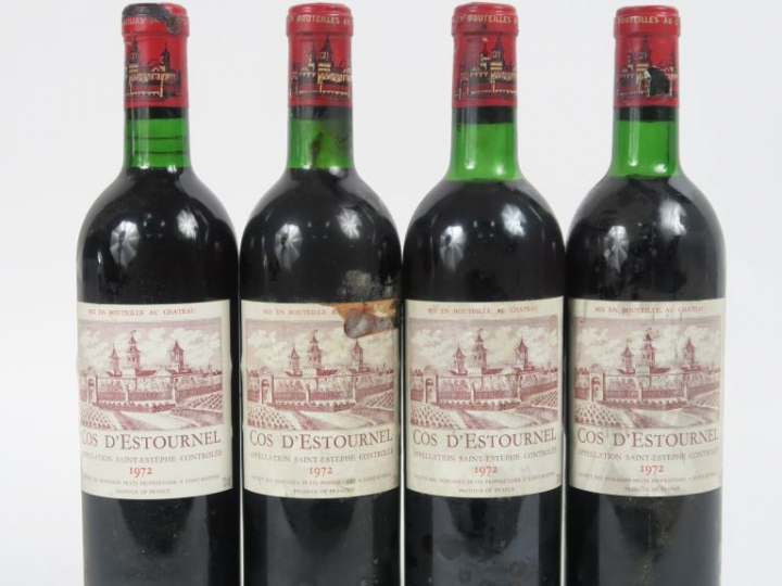 4 BOUTEILLES CHÂTEAU COS D'ESTOURNEL GCC ST ESTEPHE - 1972 - 2 BG/2 LB