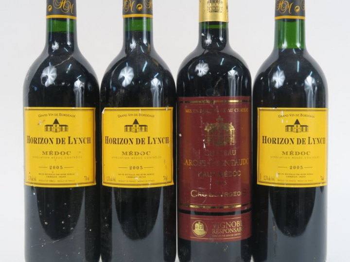 4 BOUTEILLES MEDOC : 3 HORIZON DE LYNCH 2005 - 1 CHÂTEAU LA ROSE TRINT
