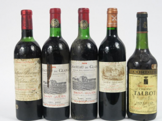 Vente aux enchères 5 BOUTEILLES ST JULIEN : 1 CHÂTEAU BRANAIRE GCC 1973 HEP/BOUCHON DESCE