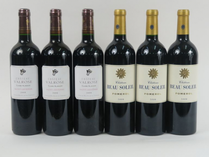 6 BOUTEILLES : 3 CHÂTEAU BEAU SOLEIL POMEROL 2008 - 3 CHÂTEAU VALROSE 