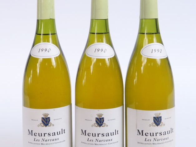 3 BOUTEILLES MEURSAULT 'LES NARVAUX' P. BOUZEREAU EMONIN - 1990 - 2,5 
