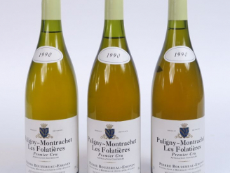 Vente aux enchères 3 BOUTEILLES PULIGNY MONTRACHET 1er CRU 'LES FOLATIERES' P. BOUZEREAU 