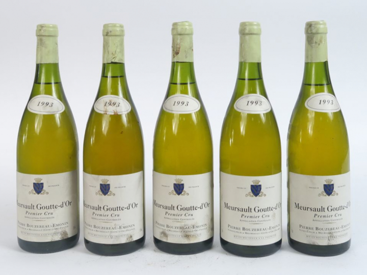 5 BOUTEILLES MEURSAULT 'GOUTTE D'OR' 1er CRU P. BOUZEREAU EMONIN  - 19