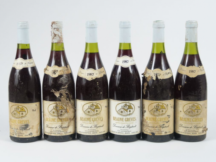 6 BOUTEILLES BEAUNE GREVES DOMAINE DE BAPTAULT - 1987 - 1 ETA