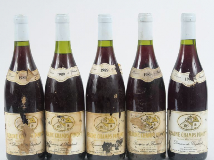 5 BOUTEILLES BEAUNE 'CHAMPS PIMONT' DOMAINE DE BAPTAULT - 1989