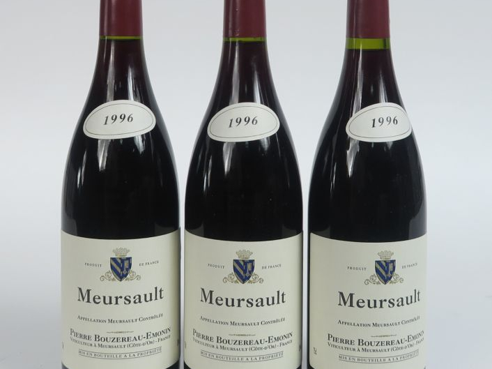 3 BOUTEILLES MEURSAULT P. BOUZEREAU EMONIN - 1996 - 0,5 CM