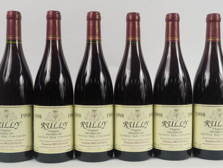 6 BOUTEILLES RULLY 1er CRU 'CHAPITRE' DOMAINE BELLEVILLE - 1998