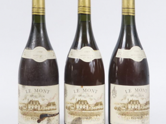 Vente aux enchères 3 BOUTEILLES VOUVRAY HUET 'LE MONT' MOELLEUX 1ere TRIE - 1989 - 2 CM/E