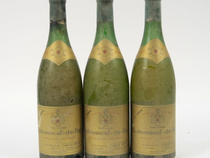 3 BOUTEILLES CHÂTEAUNEUF DU PAPE BLANC BÉRARD PÈRE ET FILS - 1983 - 2 