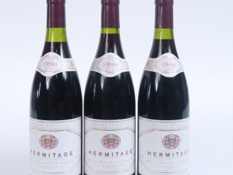 Vente aux enchères 3 BOUTEILLES HERMITAGE - 1990 - 1 à 1 CM/2 à 2 CM