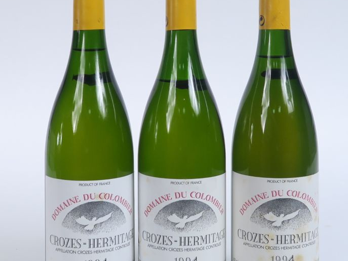 3 BOUTEILLES CROZES HERMITAGE BLANC DOMAINE COLOMBIER - 1994 - 2 à 2 C