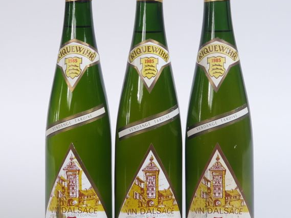 3 BOUTEILLES GEWURZTRAMINER VENDANGES TARDIVES BAUMANN - 1985 - 2 à 3 