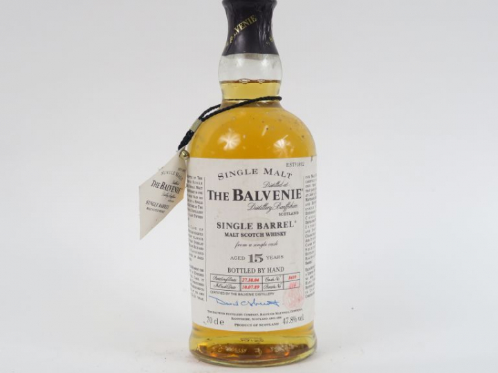 1 BOUTEILLE WHISKY THE BALVENIE 'SINGLE BARREL' 15 ANS 47,8° - MISE : 