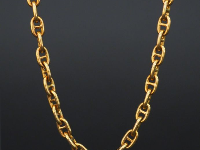 Collier en or maille grains de café. Poids : 73,80 g