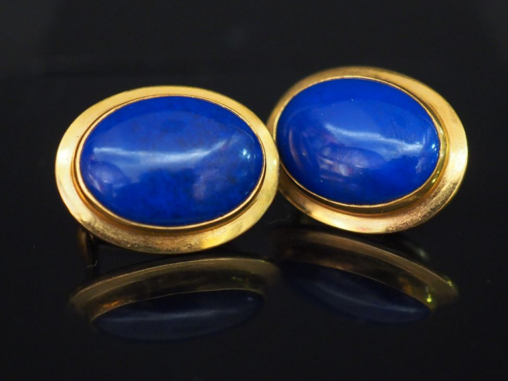 Paire de perce oreilles or et lapis lazzuli ? Poids tel : 13,40 g