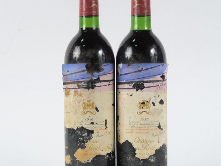 2 BOUTEILLES CHÂTEAU MOUTON ROTHSCHILD 1er GCC PAUILLAC - 1980 - BG/ET