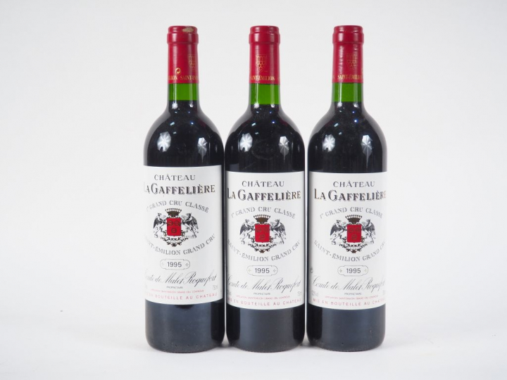 3 BOUTEILLES CHÂTEAU LA GAFFELIERE 1er GCC ST EMILION - 1995 - BG