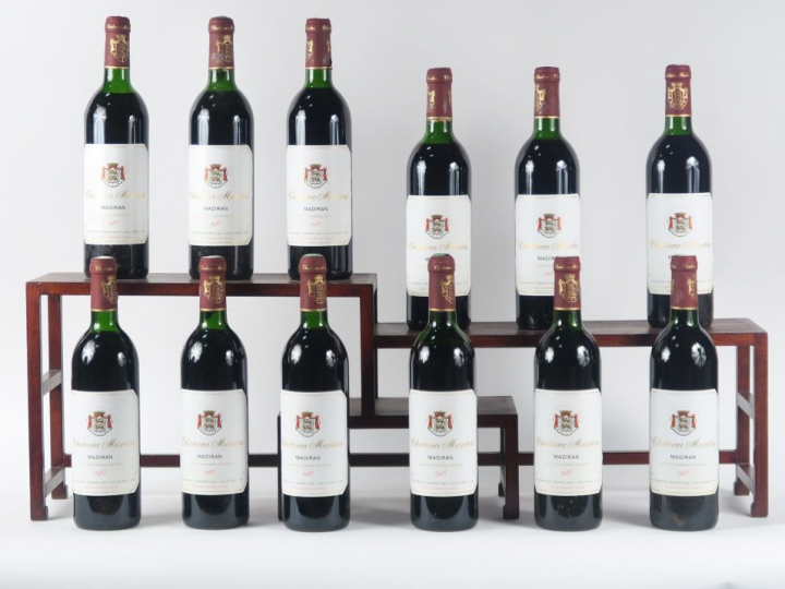 12 BOUTEILLES CHÂTEAU MONTUS MADIRAN - 1985 - CBO - 3 BG/5 LB/3 HEP/1 
