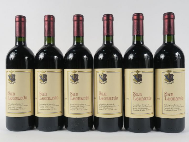 6 BOUTEILLES SAN LEONARDO VALLAGARINA - 1999 - CBO/PAPIERS DE SOIE