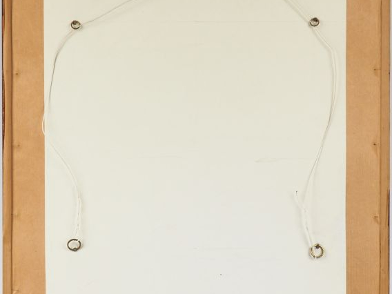 HOANG.  Ecole vietnamienne "Jeune femme admirant le lotus" Aquarelle s