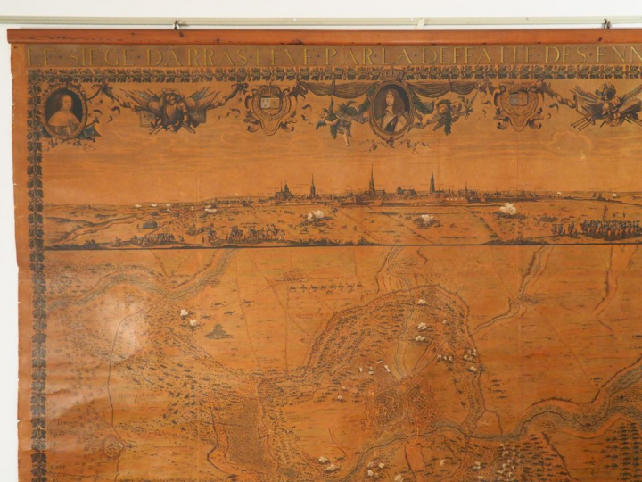 Grande carte XVIIème "le siège d'Arras levé par la défaite des ennemis