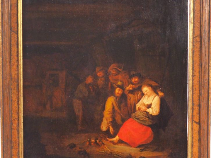 Ecole Hollandaise XVIIème. "Les brigands" Huile sur panneau. Dim. 40.5