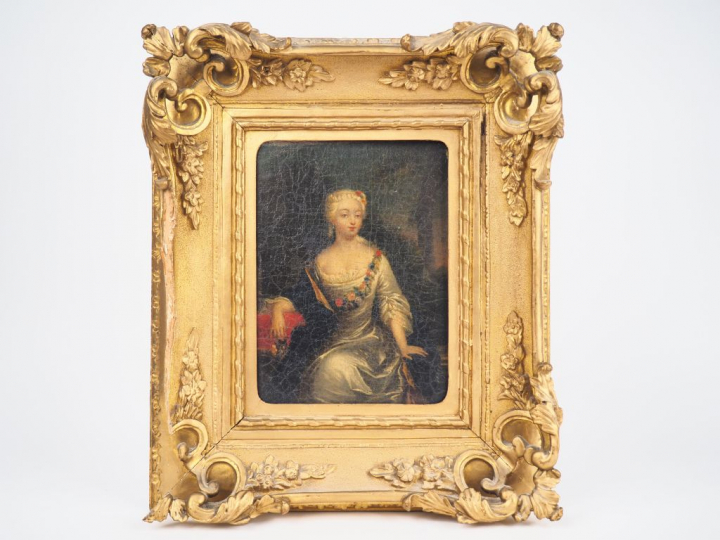 Ecole française fin XVIIIème - début XIXème. "Jeune fille à la guirlan