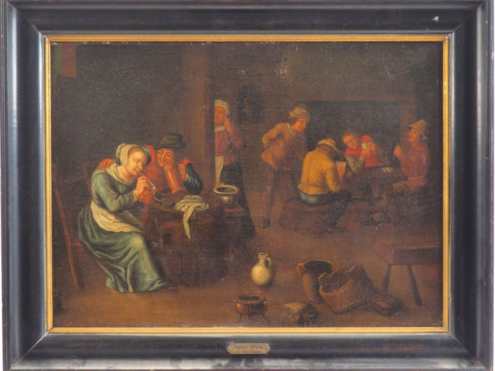 Ecole hollandaise XIXème dans le gout de David Teniers. "Scène de tave