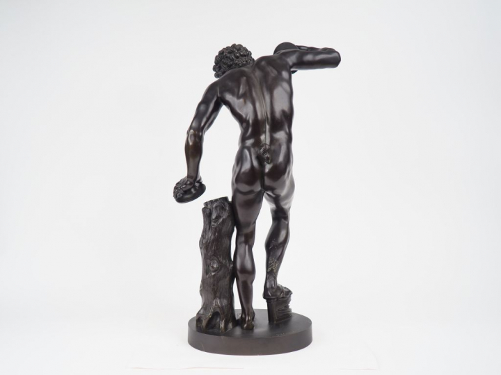 Isaak DUCHEMIN. "Faune Cymbalier". Grande sculpture en bronze à patine